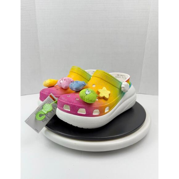Crocs x Care Bears Crush Clog Rainbow Womens Sz 6 Slip On Platform Sandals Shoes - Picture 1 of 12